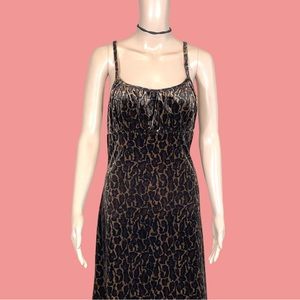 Vintage Studio Velvet Style Animal Print Babydoll Dress Y2K Empire Waist Sz 11